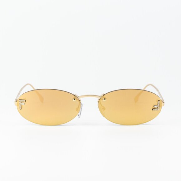 Fendi FIRST CRYSTAL Women Sunglasses Yellow Gold Oval FE4075US 30L AUTHENTENTIC - Picture 2 of 14